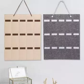 Сумка-органайзер для солнцезащитных очков, большая вместимость, дизайн со шнурком, складная, много отделений, легко подвешивается, экономит место, войлок, 15 ячеек, настенный дисплей для очков серый