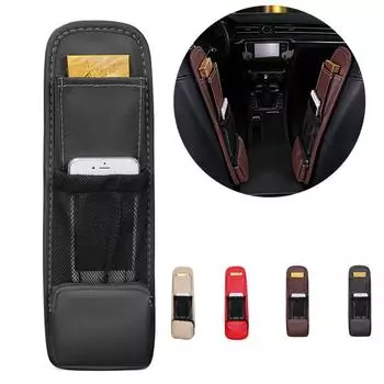 Сумка-органайзер из искусственной кожи для сиденья автомобиля, сетчатый держатель для хранения стаканов, напитков, телефона, карман для хранения, аксессуары для салона автомобиля чёрный