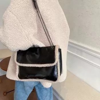 Сумка осень-зима 2024 года, новая модная сумка через плечо высокого класса, женская сумка, модная текстура, универсальная сумка-мессенджер с цепочкой чёрный