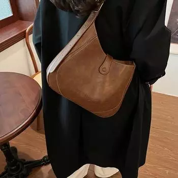 Сумка осенне-зимняя женская универсальная сумка через подмышку 2024 новая большая вместительная сумка-ведро премиум-сумка-мессенджер чёрный