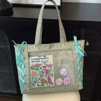 Сумка от боли большая вместительная сумка женская лента боль jk милая девочка двухмерная прозрачная большая аппетит просо бежевый