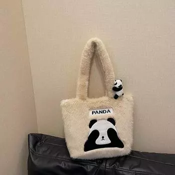 Сумка Panda Plush большой вместимости - женская сумка через плечо off white. 34*10*30 покинуть белый