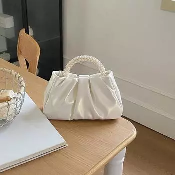 Сумка Pearl Wrist Cloud Bag Niche Design Temperament High-end Pearl White Pleated Small Bag Crossbody Bag Women