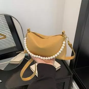 Сумка Pearl женская 2024 весна новая простая повседневная маленькая квадратная сумка корейская версия нишевая текстура женская сумка-мессенджер чёрный