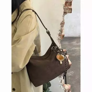 Сумка-пельмень из матовой замши в стиле ретро на осень и зиму, новая высококачественная женская сумка-мессенджер через плечо для поездок на работу