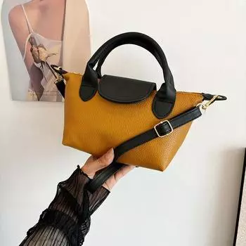 Сумка-пельмень из мягкой кожи Niche 2024 года, новая сумка на осень и зиму, контрастная цветная сумка через плечо, сумка-мессенджер, женская сумка для поездок на работу чёрный