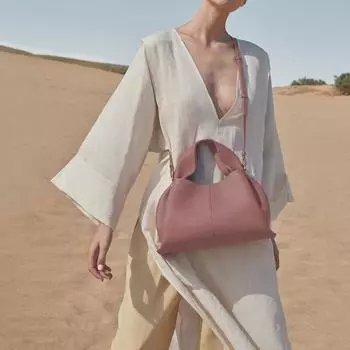 Сумка-пельмень из натуральной кожи во французском стиле — шикарная и простая женская сумка-облако No Gift Box: 32*20*16cm