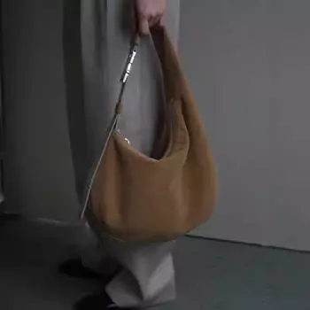 Сумка-пельмень из замши в стиле ретро на одно плечо для женщин 2024 года, новая вместительная сумка для йоги, сумка для подмышки