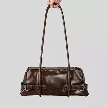 Сумка-пельмень Niche Design из мягкой кожи в стиле Spice Girl, сумка для подмышки на мотоцикле в стиле ретро, сумка через плечо, большая вместимость чёрный