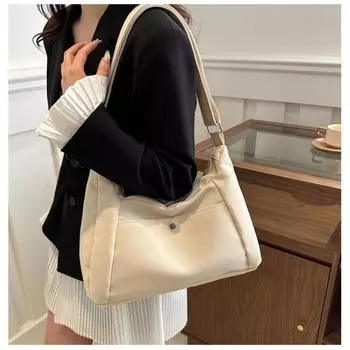 Сумка-пельмень Женская классическая холщовая сумка винтажная сумка-тоут Большая вместимость одно плечо сумка через плечо белый