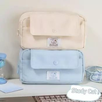 Сумка-пенал Study Cat Pencil Case Cartoon Meow Kitties Flip Cover Storage Bag for Cancel