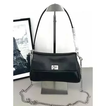 Сумка-перекидка Temperament Lock Flip Handheld Bag For / 2025 Универсальная сумка через плечо Niche Cross Shoulder Chain Bag For Women 21x11x6.5cm серебряный/чёрный