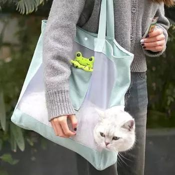 Сумка-переноска для домашних животных с изображением мультфильмов, холщовая сумка для кошек и собак, модная сумка на плечо для прогулок с домашними животными, летняя синий
