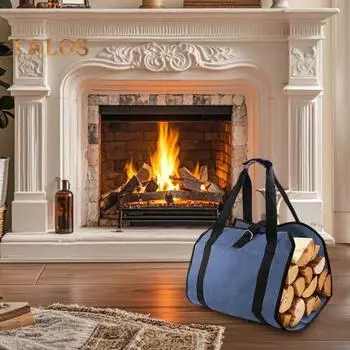 Сумка-переноска для дров, большая вместимость, сумка для хранения бревен, водонепроницаемая сумка-тоут для хранения дров, для кемпинга, отдыха на природе, у камина чёрный