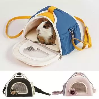 Сумка-переноска для хомяков с цветными блоками, легкая дорожная сумка для домашних животных, вентилируемая сумка-слинг для хомяков розовый