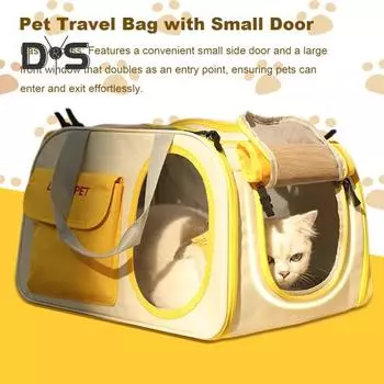 Сумка-переноска для кошек Мягкая переноска для маленьких собак с дышащей сеткой Складная переноска для домашних животных Портативная боковая дверь Переднее окно Незаменимое снаряжение для путешествий с домашними животными серый