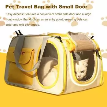Сумка-переноска для кошек Мягкая переноска для маленьких собак с дышащей сеткой Складная переноска для домашних животных Портативная боковая дверь Переднее окно Незаменимое снаряжение для путешествий с домашними животными