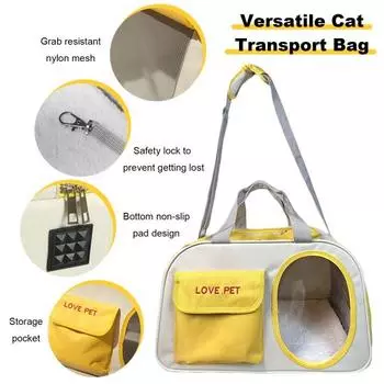 Сумка-переноска для кошек Мягкая переноска для маленьких собак с дышащей сеткой Складная переноска для домашних животных серый