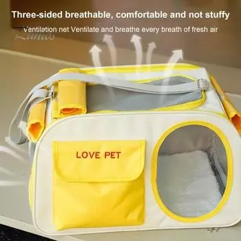 Сумка-переноска для кошек Мягкая переноска для маленьких собак с дышащей сеткой Складная переноска для домашних животных Портативная боковая дверь Переднее окно Незаменимое снаряжение для путешествий с домашними животными серый