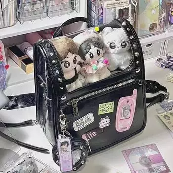 Сумка-переноска для куклы Millennial Hot Girl BJD с лазерной отделкой - маленькая тканевая сумка в японском стиле с изображением звезд чёрный