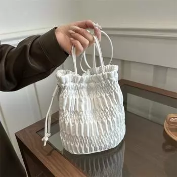 Сумка-плиссе Niche Design 2024, новая весенняя мода, модная сумка на одно плечо под мышкой, переносная сумка-ведро чёрный