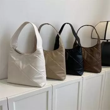 Сумка под мышками с ромбовидной сеткой, женская сумка на одно плечо, повседневная ретро, простая и универсальная большая сумка, женская сумка весна 2024 г.