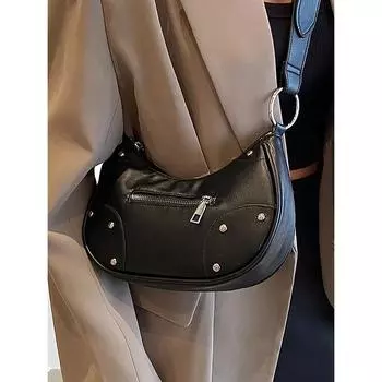 Сумка-подмышка Design Sense High Street Rivet, модная корейская универсальная сумка Spice Girls, новая сумка через плечо для поездок на работу (20cm<Max Length<30cm)