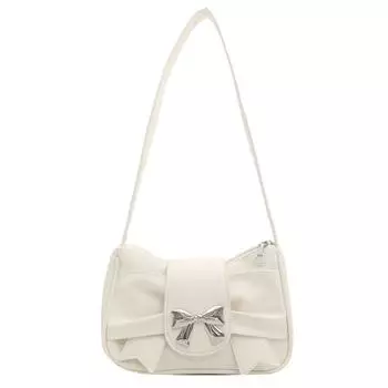 Сумка-подмышка из ПУ кожи для женщин и девушек, с бантами, на плечо, модная, для шопинга, для свиданий, плиссированная сумка-подмышка во французском стиле белый