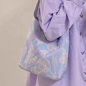 Сумка-подмышка Matcha Jacquard в стиле ретро на французском острове, летняя многоцветная вязаная сумка через плечо