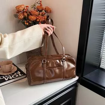 Сумка-подмышка Niche Texture, женская, 2024 года, новая модная сумка-подушка в стиле ретро, премиальная сумка для поездок на работу в иностранном стиле большой вместимости 31*11*17 кофейный