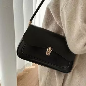 Сумка-подмышка Premium sense, женская, 2024 года, новая, универсальная, осенне-зимняя, ретро, маленькая, квадратная, сумка через плечо, корейская чёрный