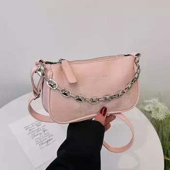 Сумка-подмышка с плиссировкой и цепочкой Niche Design, женская, весна-лето 2024 г., корейская версия, персонализированная, через плечо, маленькая сумка для переноски в руке белый