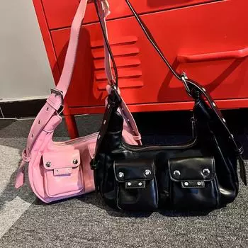 Сумка-подмышка в стиле локомотива в стиле панк, женская, осенне-зимняя, в стиле Spice Girl, ретро, универсальная, через плечо, сумка-мессенджер 25*8*14