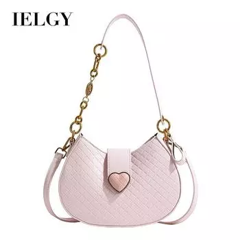 Сумка подмышками IELGY в иностранном стиле, текстурная цепочка в форме ромба в форме сердца, косая сумка на одно плечо, модная сумка в форме полумесяца. чёрный