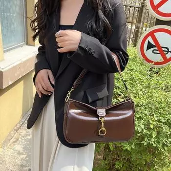 Сумка подмышкой новая сумка-багет с замком-клипсой Sense shark, ретро, модная универсальная сумка-мессенджер