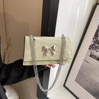 Сумка подмышкой с французским бантом, женская, новая, популярная, универсальная, цепная, сумка для поездок на работу, модная, текстура, маленькая, квадратная сумка чёрный