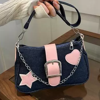 Сумка подмышкой с текстурой ins, женская, 2024 года, новая модная сумка подмышкой, женская, универсальная сумка через плечо ins-style чёрный