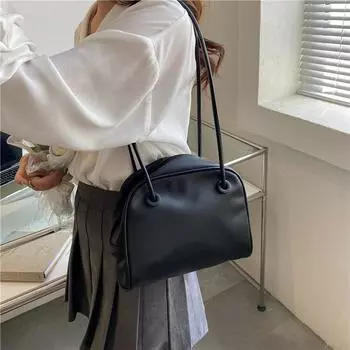 Сумка подмышкой Текстура Shell Сумка Wild Retro Fashion Женская Сумка Сумка на плечо Тренд чёрный