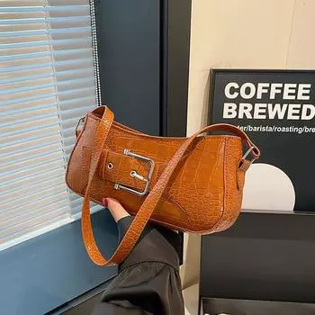 Сумка подмышкой в иностранном стиле, женская модная фактурная поясная декоративная женская сумка 2024 года, новая сумка-мессенджер в стиле ретро через плечо чёрный