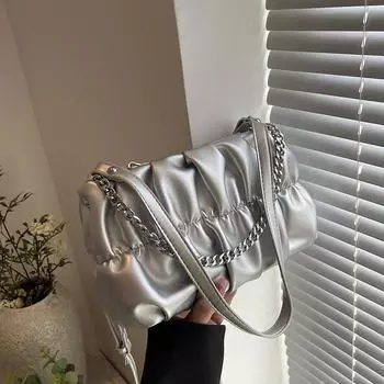 Сумка подмышкой женская 2024 новая модная нишевая дизайнерская сумка-мессенджер через плечо с цепочкой, высококачественная женская плиссированная сумка