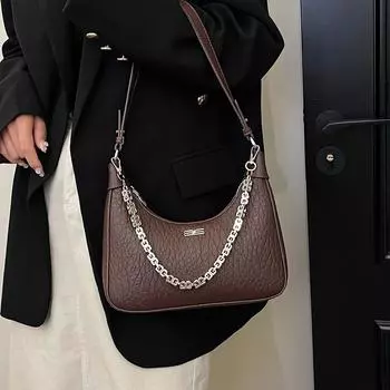 Сумка подмышкой женская большая емкость 2024 новый повседневный нишевый дизайн сумка через плечо женская сумка-мессенджер с цепочкой