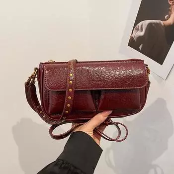 Сумка подмышкой женская модная нишевая дизайнерская ретро женская портативная сумка через плечо 24*5*13 красный