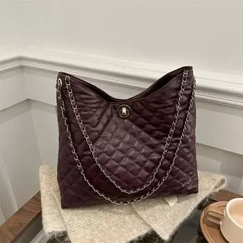 Сумка подмышкой женская сумка большой емкости 2025 новая осенне-зимняя сумка с цепочкой из бриллиантов модная сумка через плечо красный