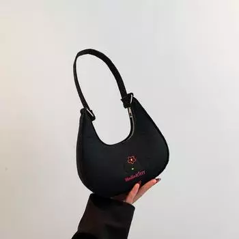 Сумка подмышкой, зимняя новая шерстяная сумка-полумесяц, высококачественная сумка через плечо, нишевый дизайн, сумка-багет, женская сумка чёрный