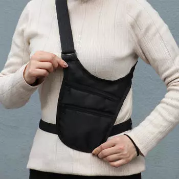Сумка подмышку, плотно прилегающий чехол, противовор, с молниями, потайная сумка под одежду для чёрный