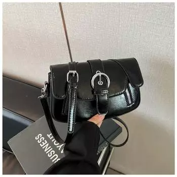 Сумка подмышку средняя сумка женская через плечо маленькая квадратная сумка ретро новая на одно плечо текстурная повседневная нишевая чёрный