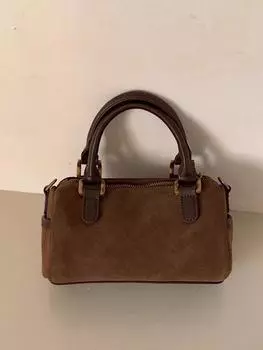 Сумка-подушка Boston из замши в стиле ретро осень/зима: Универсальная сумка через плечо на одно плечо темно-коричневого