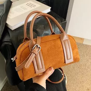 Сумка-подушка Boston из замши в винтажном стиле, модная сумка через плечо