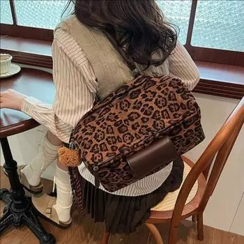 Сумка-подушка через плечо Niche, женская сумка большой вместимости, осенне-зимняя, новинка в стиле ретро с леопардовым принтом, сумка через плечо подмышкой коричневый