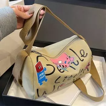 Сумка-подушка из холста с монограммой, рабочая и дорожная сумка через плечо, молодежная, повседневная, многофункциональная, повседневная сумка через плечо 26X16X12cm